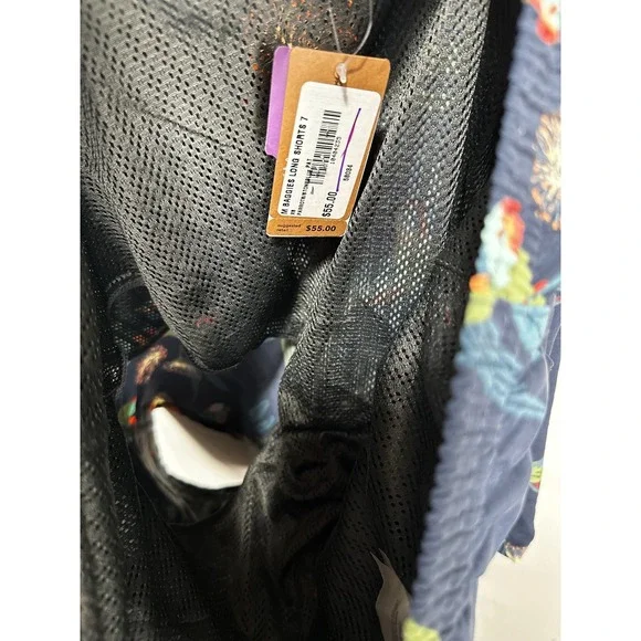 Patagonia Baggies Longs Shorts Men XS Blue Floral Bird Print Recycled Nylon 7" - Picture 10 of 13